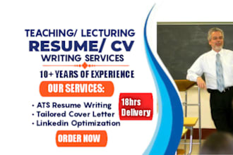 write ats teacher resume, adjunct instructor, lecturer cv, academic CV writing
