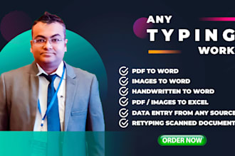 do data typing, retyping scanned documents, and jpg to word or excel conversion