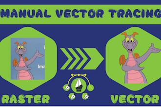 do manual vector trace, vectorize, redraw, illustrator work
