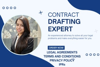 draft legal contracts, agreements, privacy policies and more