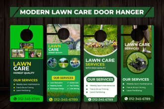 design lawn care, landscape, grass trimming, irrigation door hanger