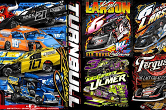 do automotive t shirt, poster or logo design in color separation