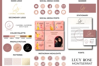 design luxury signature logo, branding kit, social media kit