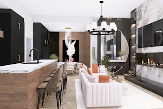 create a 3d interior design for small, medium, or large residential projects