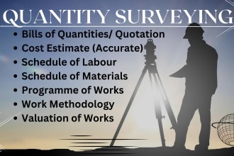 do quantity survey gigs cost estimation and material takeoff