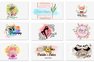 do unique feminine hand drawn boho pet watercolor logo design concepts