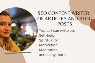 ghostwrite SEO friendly articles and blog posts on self help and spirituality