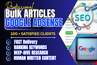 write 30 bulk SEO articles, a blog post for google adsense approval in 24 hours