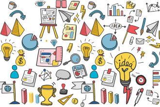 draw line art hand drawn doodle illustration, icons
