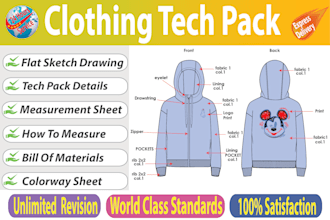 create clothing tech pack for apparel manufacturing