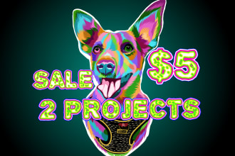 creat your pet into a rainbow style illustration