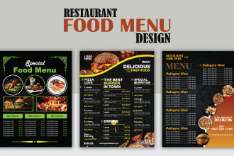 design restaurant menu, food menu, price list, and digital menu