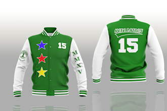 design streetwear brand or merch varsity college jacket for your brand