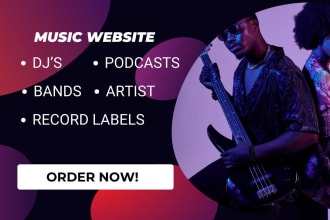 design music website for dj, band, record label, podcast, artist with wordpress
