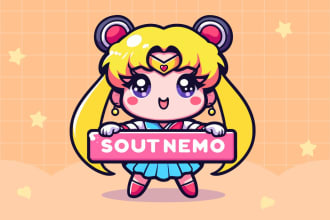 design cute anime mascot logo for twitch and youtube