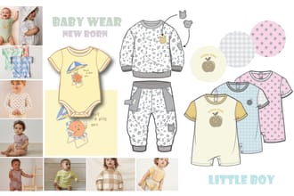 create kids fashion flats, technical drawing, cad, tech pack
