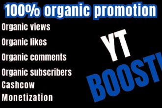 do fast organic youtube video promotion, to boost active views, subs