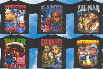 design a vintage old school 90s bootleg rap for your tee