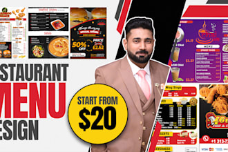 do restaurant menu design and digital menu board