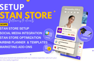 create esty digital products, setup stan store, SEO product listing, planner