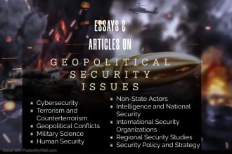 write essays and articles on geopolitical security issues