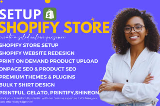 setup shopify etsy print on demand store, design bulk tshirt, printful printify