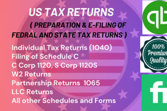 prepare and e file USA tax returns for individual, llc and corporate