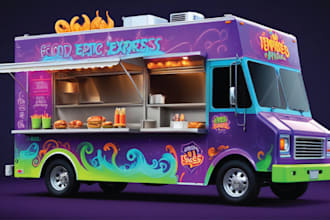 exclusive branding food truck wrap, food trailer wrap, or food van wrap design