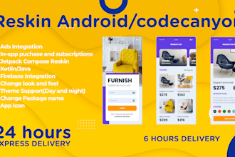 reskin codecanyon jetpack compose android app in java kotlin