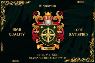 create a handcrafted coat of arms heraldic family crest royal logo