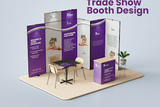 design eye catching trade show booth backdrop or pop up banner