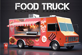 design professional truck wrap, food truck wrap trailer wrap, truck wrap