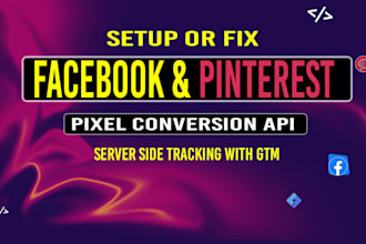 setup pinterest, facebook pixel conversion API server side tracking with GTM