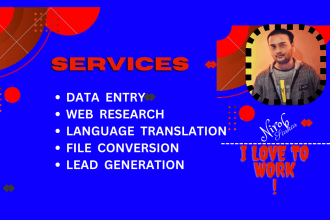 do data entry, language  translation and file conversion