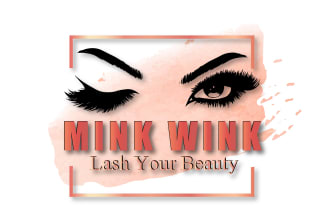 design eyelashes, beauty salon, hair extension,  feminine and water colour logo