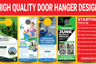 design door hanger rack card postcard for cleaning roofing