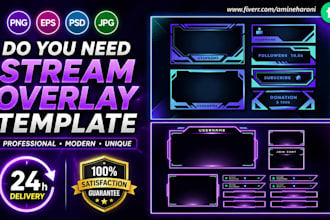 design a professional twitch or youtube stream overlay package