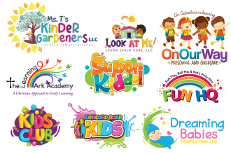 design daycare, preschool education colorful logo