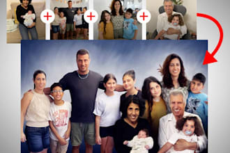 merge, composite, combine two or more images into one photo