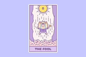 create kawaii and cute tarot deck for you in procreate