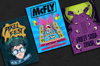 design a custom illustrated poster for your event, gig or band