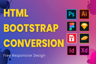convert figma to html, xd to html, psd to html responsive bootstrap or react