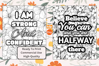 create unique inspirational quotes coloring book pages for amazon kdp, etsy