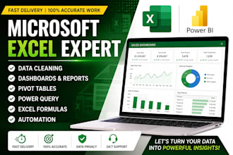 do excel data cleaning, formatting, dashboard and formulas