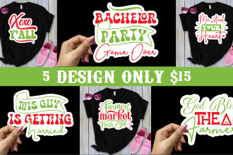 do  typography sticker designs with svg bundle for etsy