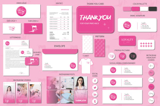 design signature watercolor logo with complete branding kit