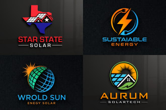 do modern electrical solar panel, power and energy logo design