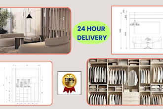 do 2d furniture manufacturing detail drawing, shop drawing, and millwork drawing