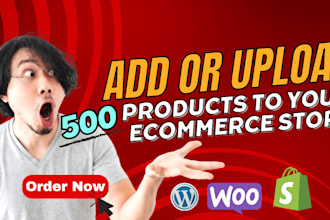 add or upload 500 products to your shopify or woocommerce store