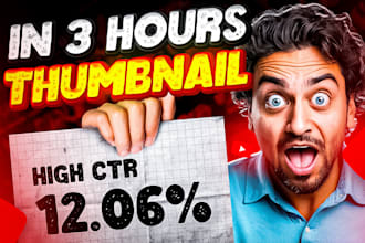 make you a high CTR youtube thumbnail in just 3 hours